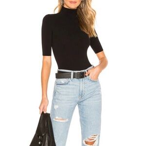 Commando Ballet Short Sleeve Turtleneck Bodysuit Black OS